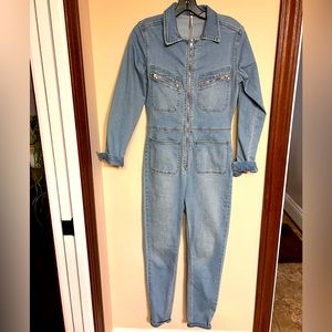 Free People Denim Lennox Jumpsuit. Size Small.